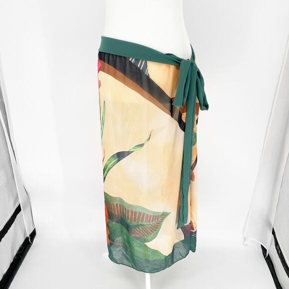 Tropical Wrap Skirt Swim Coverup One Size - Picture 1 of 7